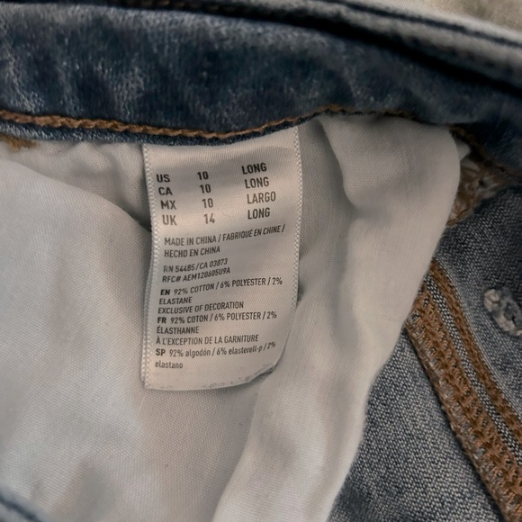 Women’s American Eagle Highest Rise Distressed Jeggings Medium Blue size 10 Long - Picture 7 of 7